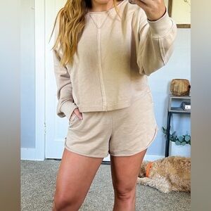 Aerie marching crop sweatshirt and short set